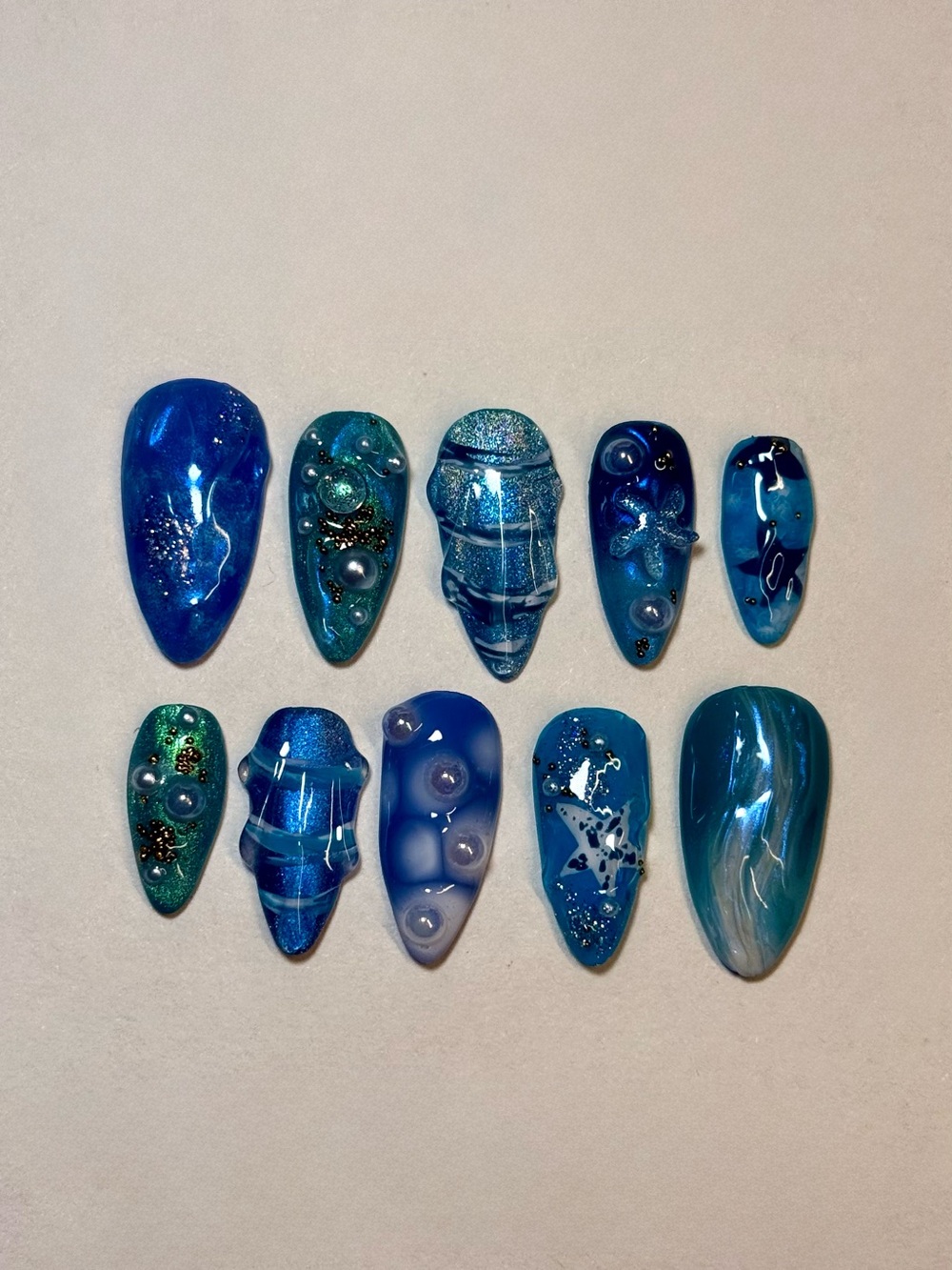 Ocean Blue Press-On Nail Set